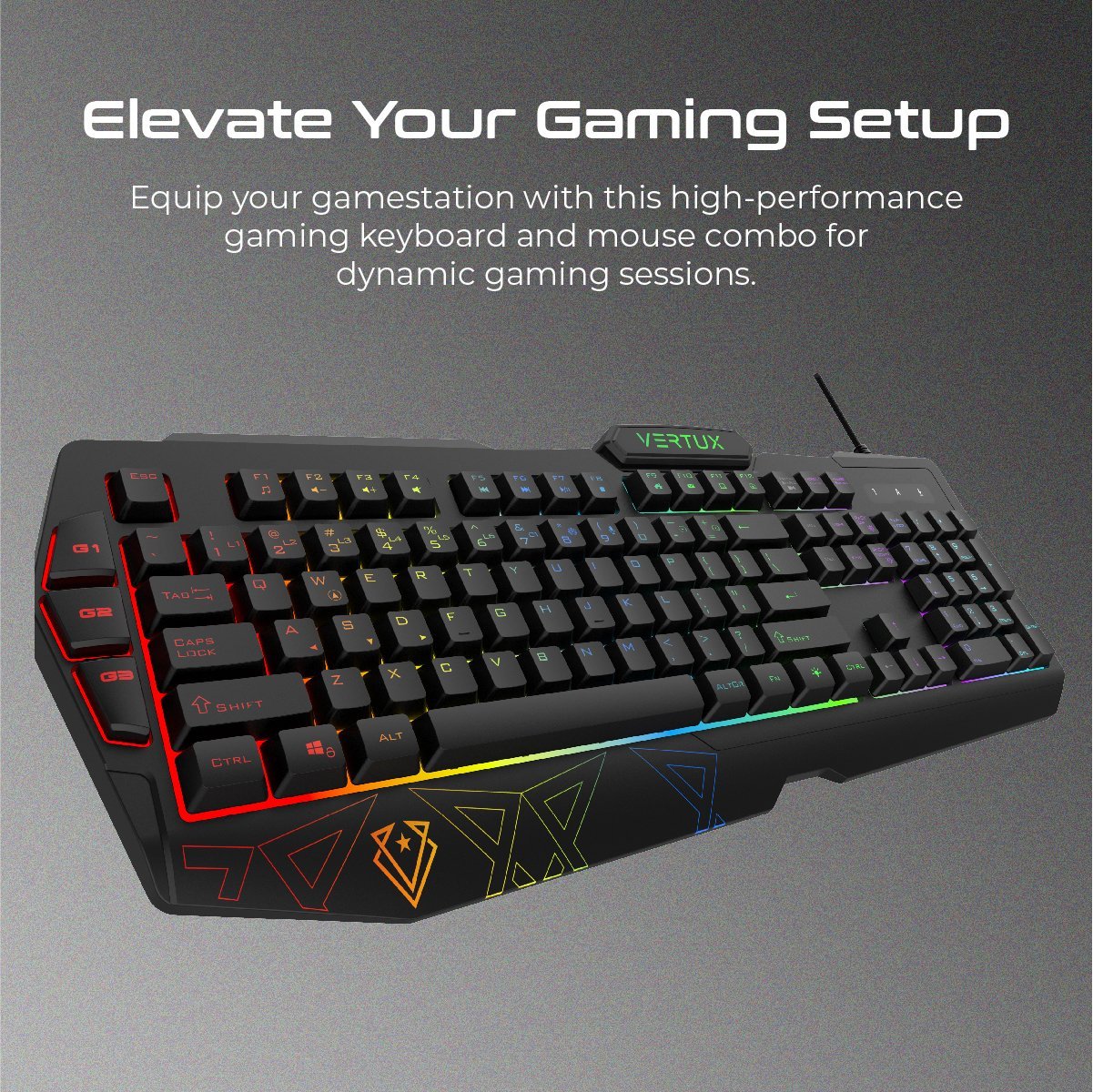 Ergonomic Gaming Keyboard & Mouse with Programable Macro Keys